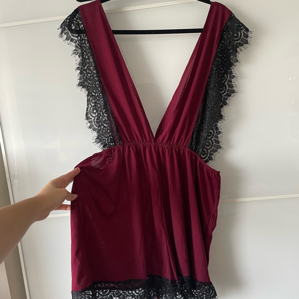 Got to go!! Plus Lace Trim teddy bodysuit - Size 1XL
